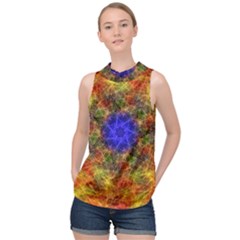 Background Image Tile Abstract High Neck Satin Top