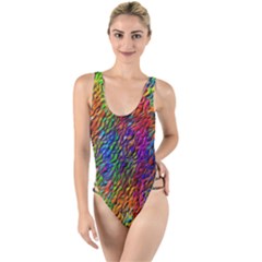 Background Image Ornament High Leg Strappy Swimsuit