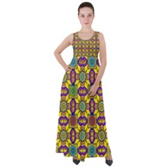 Background Image Geometric Empire Waist Velour Maxi Dress