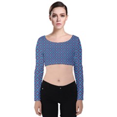 Background  Geometric Pattern Velvet Long Sleeve Crop Top