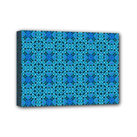 Background Image Tile Pattern Blue Mini Canvas 7  X 5  (stretched) by Pakrebo