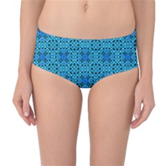 Background Image Tile Pattern Blue Mid-waist Bikini Bottoms by Pakrebo