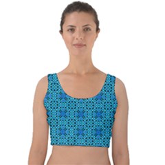 Background Image Tile Pattern Blue Velvet Crop Top