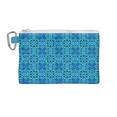 Background Image Tile Pattern Blue Canvas Cosmetic Bag (medium) by Pakrebo