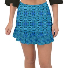 Background Image Tile Pattern Blue Fishtail Mini Chiffon Skirt