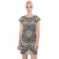 Surreal Design Graphic Pattern Cap Sleeve Bodycon Dress