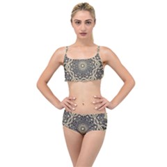 Surreal Design Graphic Pattern Layered Top Bikini Set