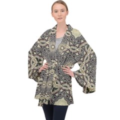 Surreal Design Graphic Pattern Velvet Kimono Robe