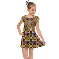 Background Image Tile Pattern Kids  Cap Sleeve Dress