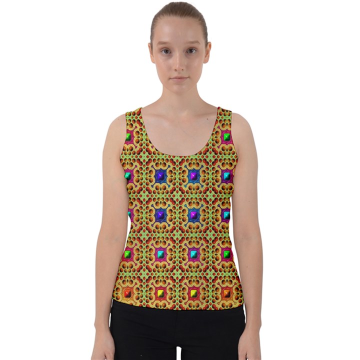 Background Image Tile Pattern Velvet Tank Top