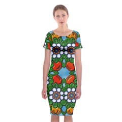 Mandala Background Colorful Pattern Classic Short Sleeve Midi Dress by Pakrebo