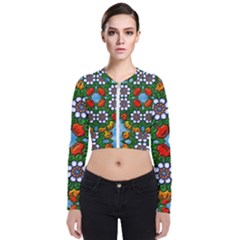 Mandala Background Colorful Pattern Long Sleeve Zip Up Bomber Jacket