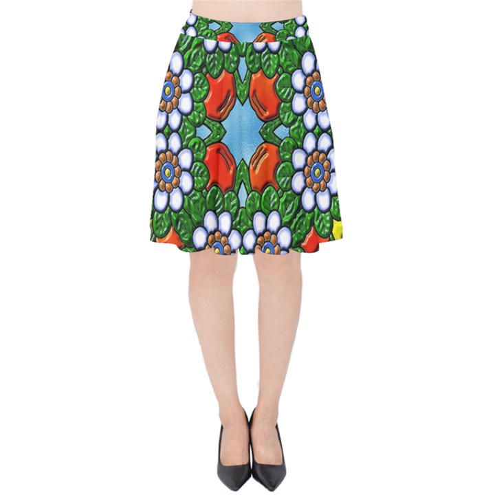 Mandala Background Colorful Pattern Velvet High Waist Skirt