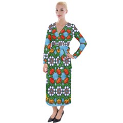 Mandala Background Colorful Pattern Velvet Maxi Wrap Dress