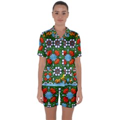 Mandala Background Colorful Pattern Satin Short Sleeve Pyjamas Set by Pakrebo