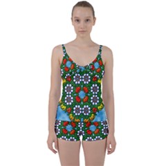 Mandala Background Colorful Pattern Tie Front Two Piece Tankini by Pakrebo