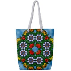 Mandala Background Colorful Pattern Full Print Rope Handle Tote (small)