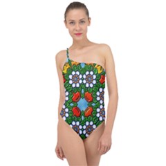 Mandala Background Colorful Pattern Classic One Shoulder Swimsuit by Pakrebo