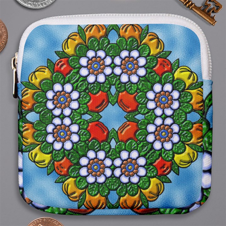 Mandala Background Colorful Pattern Mini Square Pouch