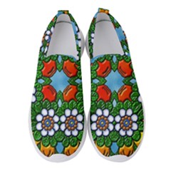 Mandala Background Colorful Pattern Women s Slip On Sneakers by Pakrebo