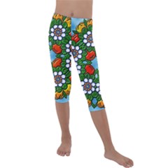 Mandala Background Colorful Pattern Kids  Lightweight Velour Capri Leggings 