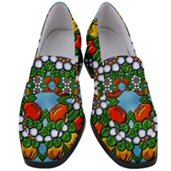 Mandala Background Colorful Pattern Women s Chunky Heel Loafers