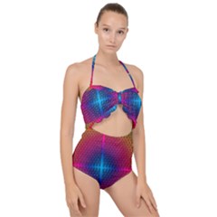 Background Pattern Structure Scallop Top Cut Out Swimsuit