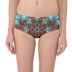 Fractal Background Colorful Graphic Mid-waist Bikini Bottoms by Pakrebo