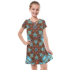 Fractal Background Colorful Graphic Kids  Cross Web Dress