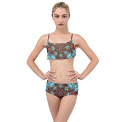 Fractal Background Colorful Graphic Layered Top Bikini Set