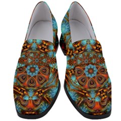 Fractal Background Colorful Graphic Women s Chunky Heel Loafers