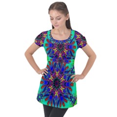 Fractal Art Pictures Digital Art Puff Sleeve Tunic Top