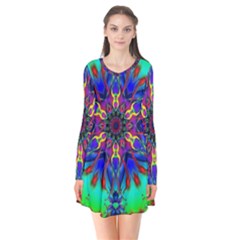 Fractal Art Pictures Digital Art Long Sleeve V-neck Flare Dress by Pakrebo