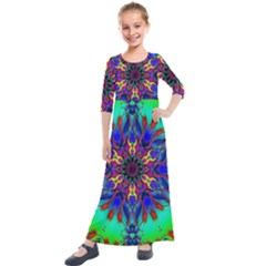 Fractal Art Pictures Digital Art Kids  Quarter Sleeve Maxi Dress