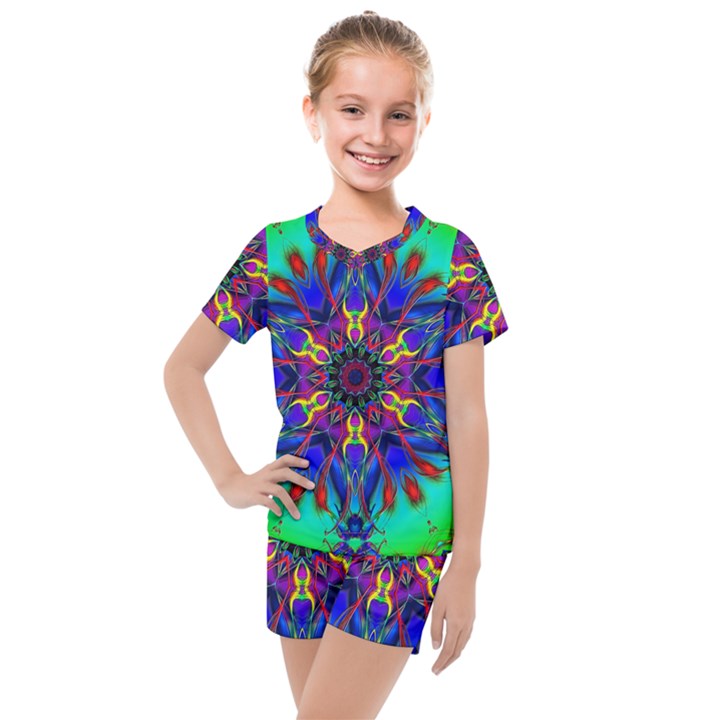 Fractal Art Pictures Digital Art Kids  Mesh Tee and Shorts Set