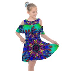 Fractal Art Pictures Digital Art Kids  Shoulder Cutout Chiffon Dress