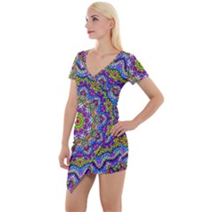 Farbenpracht Kaleidoscope Short Sleeve Asymmetric Mini Dress