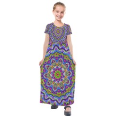 Farbenpracht Kaleidoscope Kids  Short Sleeve Maxi Dress