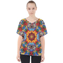 Farbenpracht Kaleidoscope V-neck Dolman Drape Top by Pakrebo