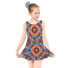 Farbenpracht Kaleidoscope Kids  Skater Dress Swimsuit