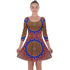 Tile Background Image Ornament Quarter Sleeve Skater Dress