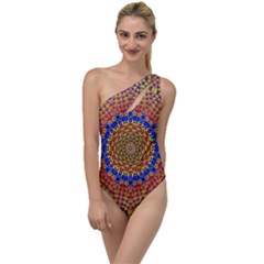 Tile Background Image Ornament To One Side Swimsuit