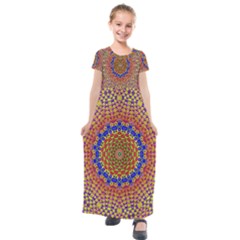 Tile Background Image Ornament Kids  Short Sleeve Maxi Dress