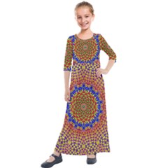 Tile Background Image Ornament Kids  Quarter Sleeve Maxi Dress