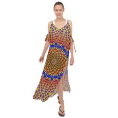 Tile Background Image Ornament Maxi Chiffon Cover Up Dress