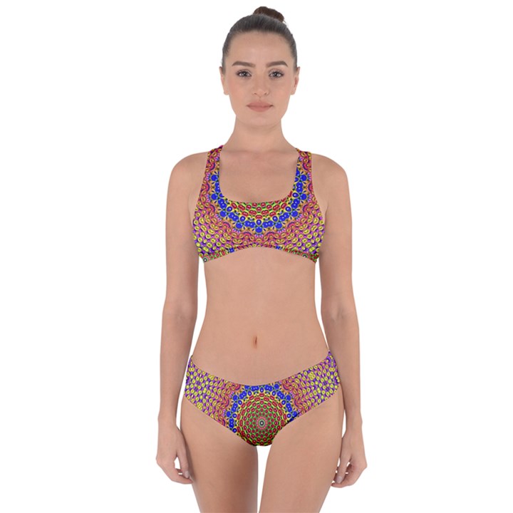 Tile Background Image Ornament Criss Cross Bikini Set