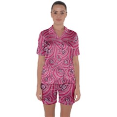 Pattern Doodle Design Drawing Satin Short Sleeve Pyjamas Set by Pakrebo