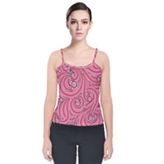 Pattern Doodle Design Drawing Velvet Spaghetti Strap Top by Pakrebo