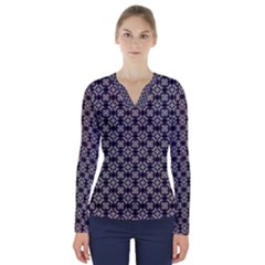 Ornaments  Kaleidoscope Pattern V-neck Long Sleeve Top by Pakrebo