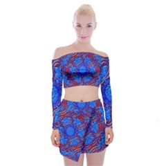 Background Fractals Surreal Design Art Off Shoulder Top With Mini Skirt Set by Pakrebo